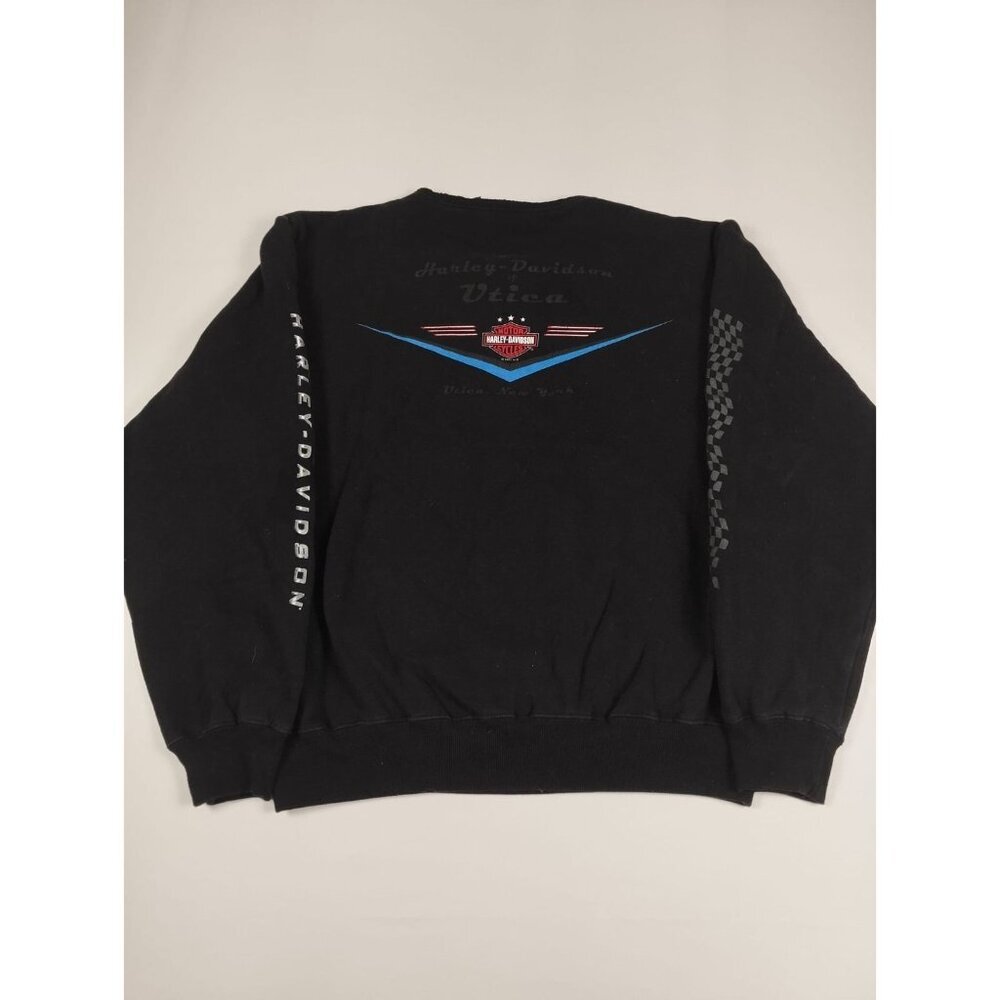 Harley-Davidson V-Rod Sweatshirt Men M Black Vintage 2001 Utica NY Graphic Crew - Picture 4 of 8